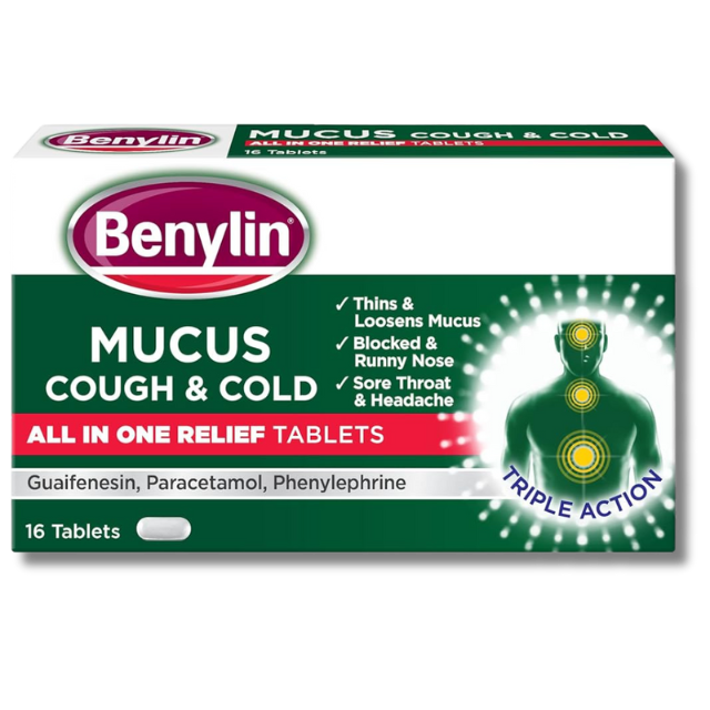 Benylin Mucus Cough & Cold All-In One Relief – 16 Tablets
