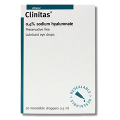 Clinitas Lubricant Eye Drops 0.4% - 30 x 0.5ml Resealable Droppers - Preservative Free - Contact Lens Friendly - For Dry Eye Relief