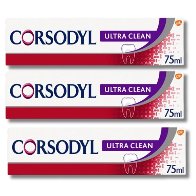 Corsodyl Ultra Clean Toothpaste - 75ml x 3 Packs