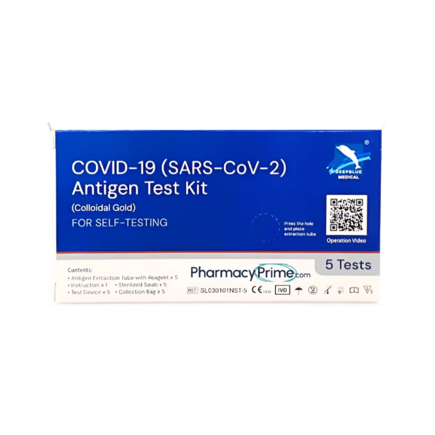 DeepBlue COVID-19 Test Kit Rapid Antigen Lateral Self-Testing Kit - 5 Tests