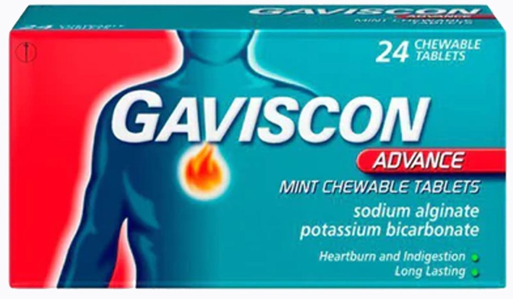 gaviscon advance mint chewable 24 tablets for indigestion and heartburn