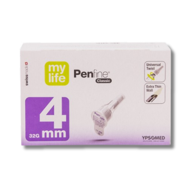 MyLife Penfine Classic 4mm / 32G Diabetic Pen Needles - Pack of 100 for Reliability