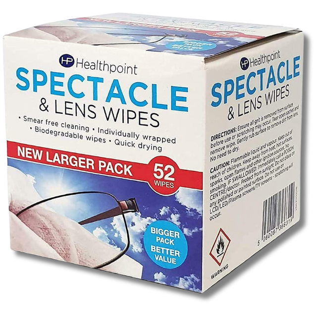 Healthpoint Spectacle & Lens Wipes - 52 Wipes
