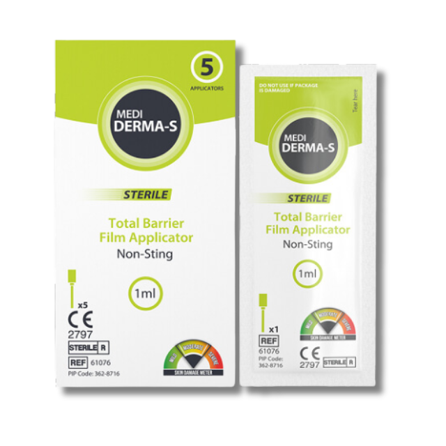 Medi Derma-S Total Barrier Film Applicators - 1ml - Medical Grade Non-Sting Sterile Film Applicators - Protects Skin From Irritants & Friction