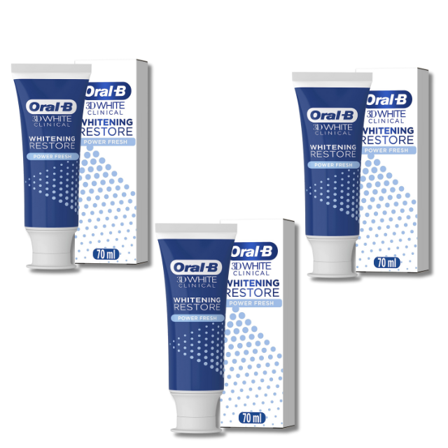 Oral-B Clinical Whitening Restore Power Fresh Toothpaste - 70ml x 3 packs