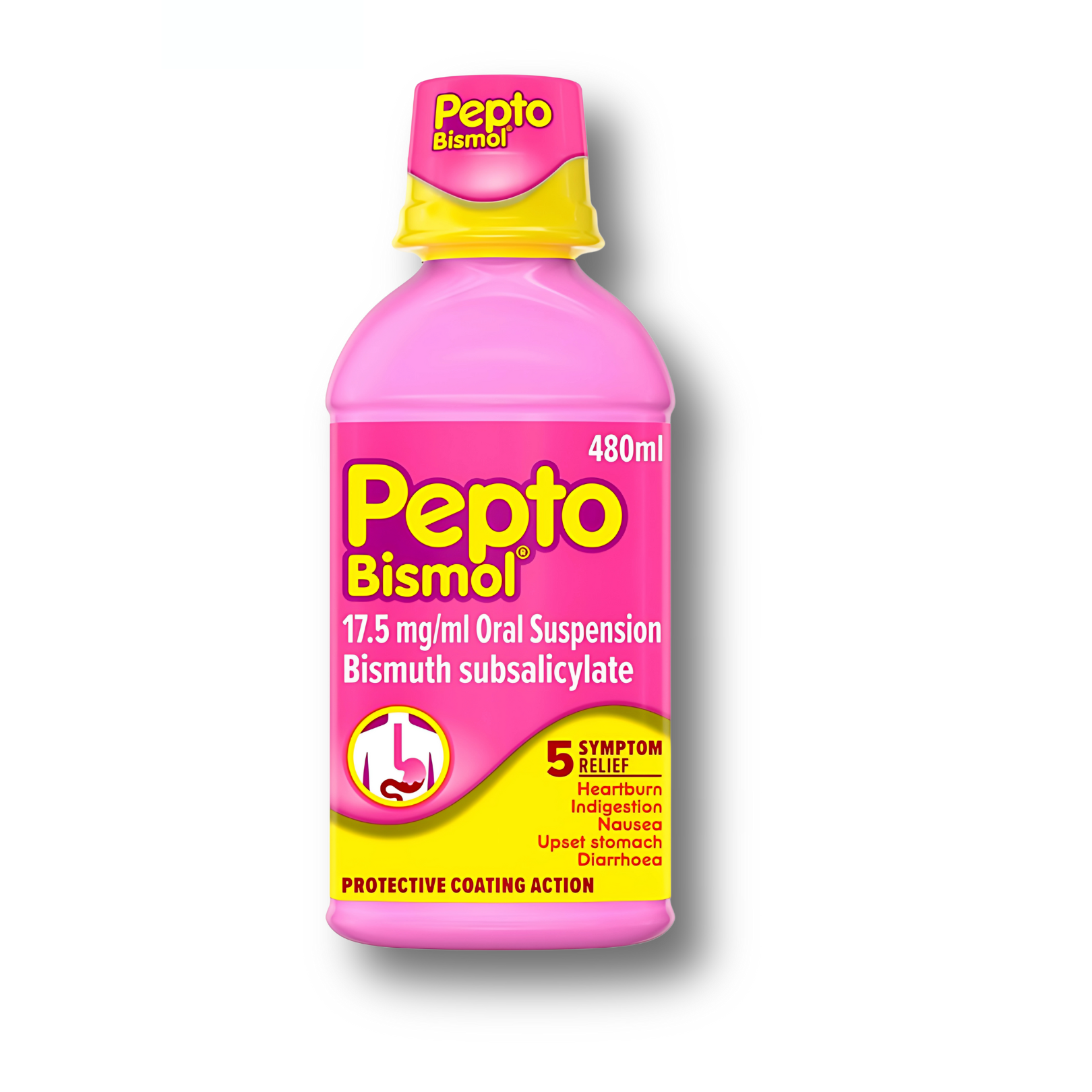 Pepto-Bismol Oral Suspension 480ml – Relief from Heartburn, Indigestion & Diarrhoea