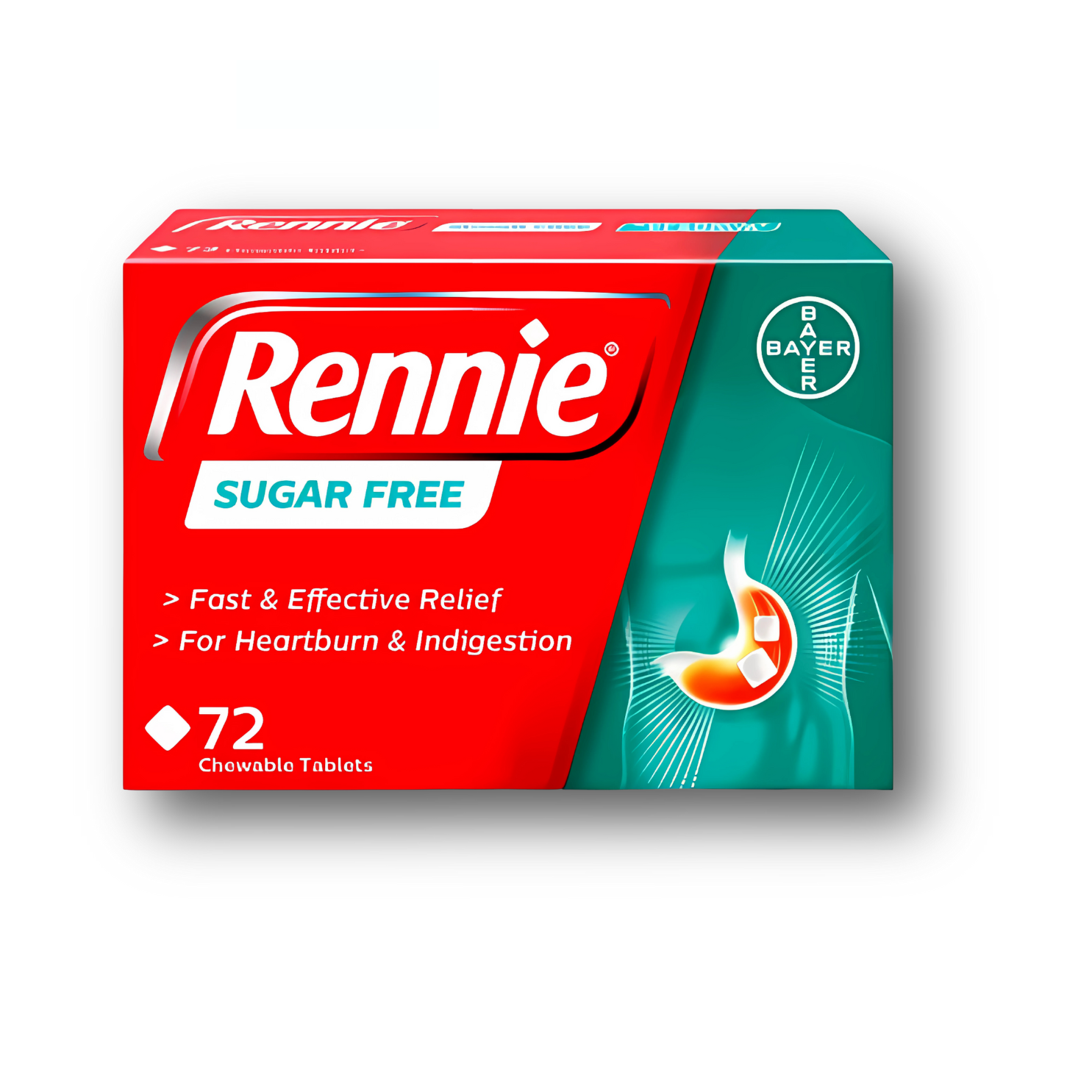 Rennie Sugar Free Chewable Tablets – 72 Pack | Heartburn & Indigestion Relief