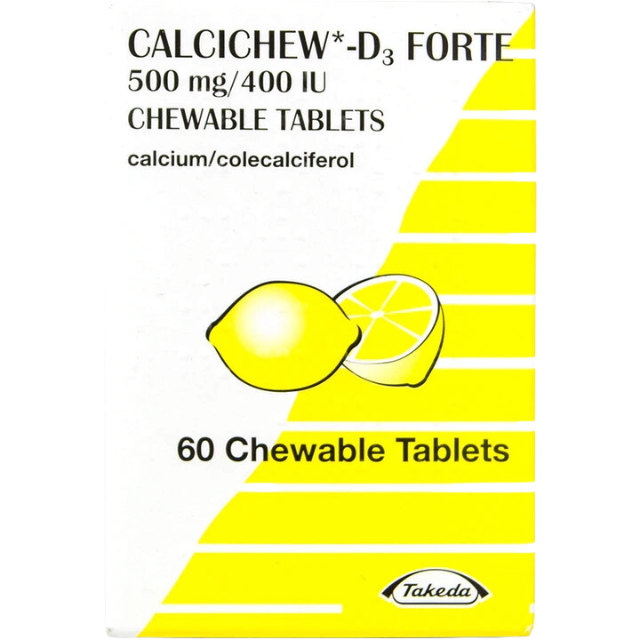 Calcichew D3 Forte 500mg/400IU Chewable - 60 Tablets