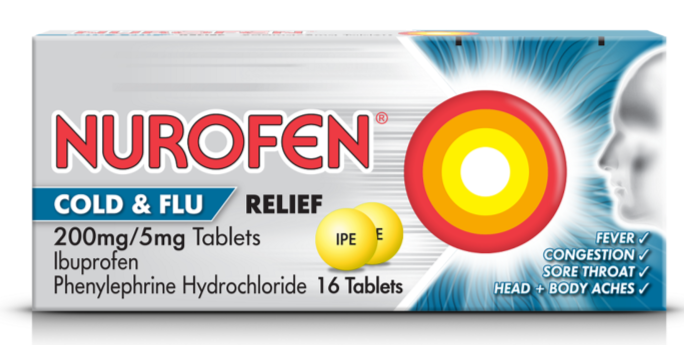 Nurofen Cold & Flu Relief 200mg/5mg - 16 Tablets