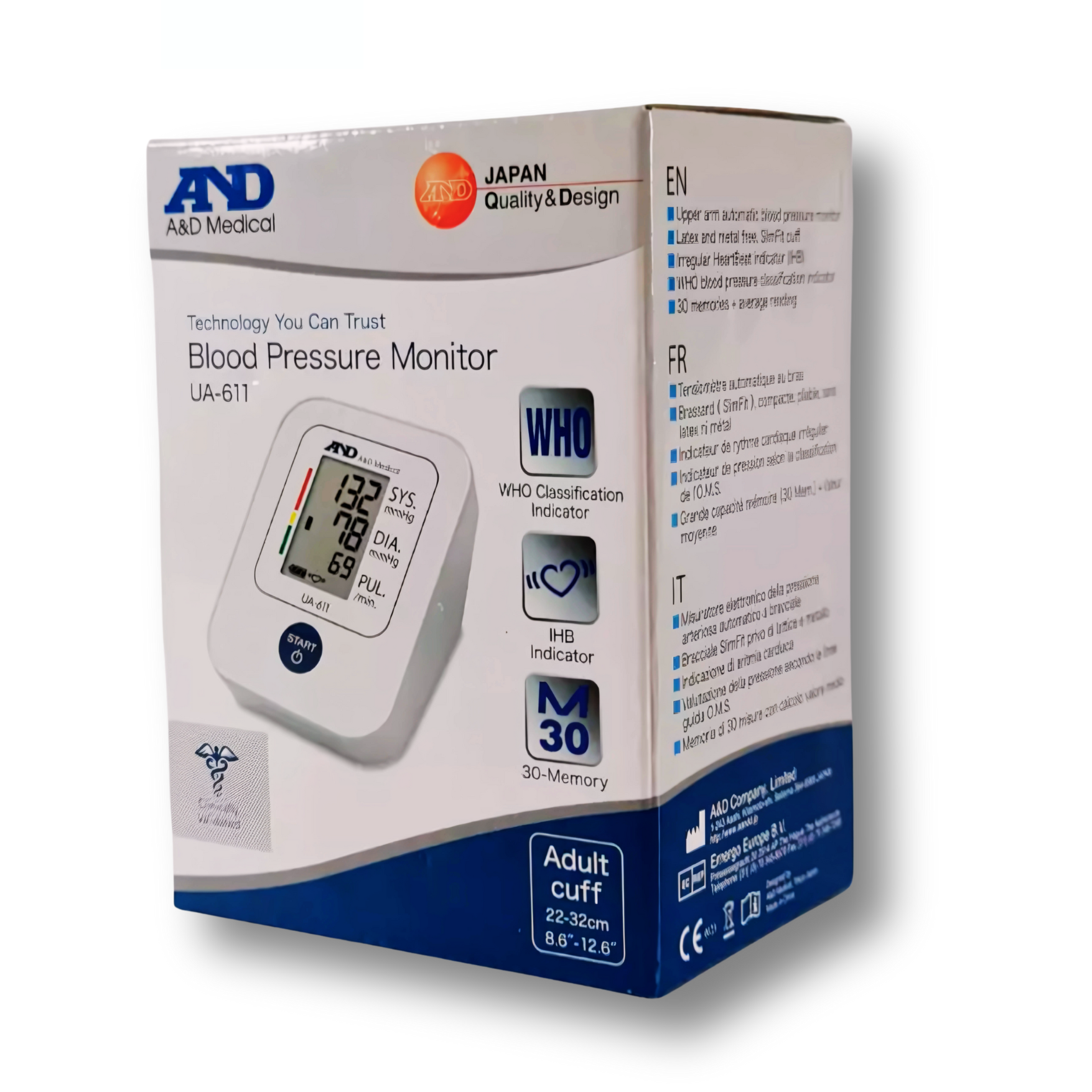 A&D Digital Blood Pressure Monitor – Upper Arm cuff with Irregular Heartbeat Detection