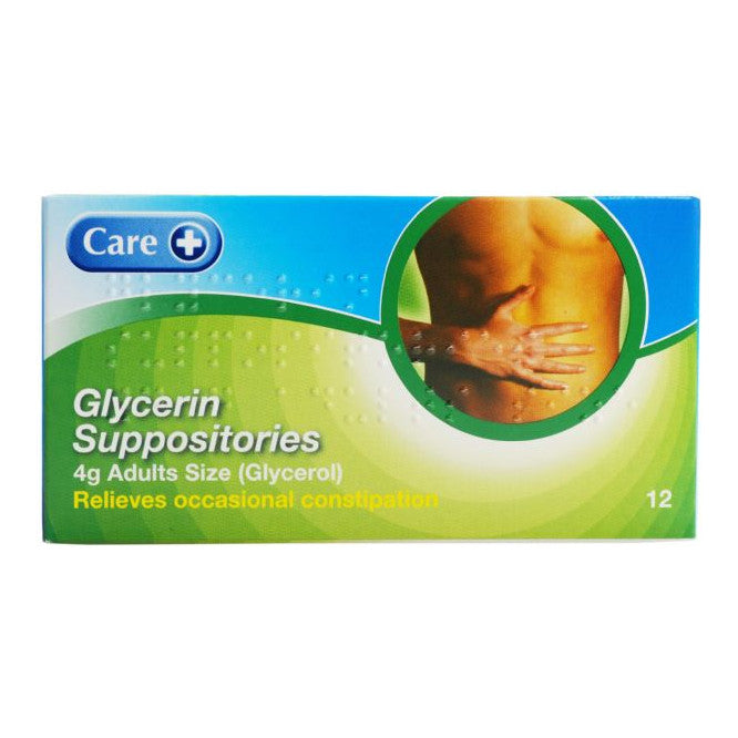 Glycerol (Glycerin) Care Suppository Adult 4g - 12 pack
