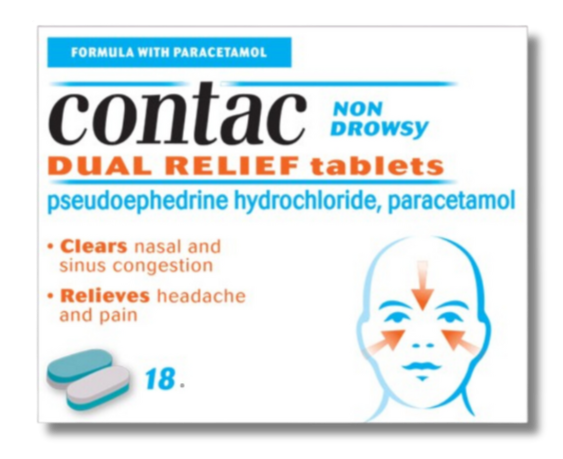 Contac Non Drowsy Dual Relief - 18 Tablets