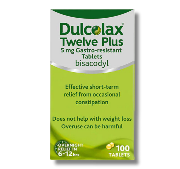 Dulcolax Twelve Plus 5 mg Gastro-Resistant - 100 Tablets - Relieves Constipation