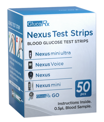 GlucoRx Nexus Blood Glucose Test Strips - 50