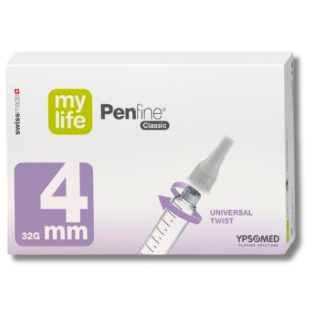 MyLife Penfine Classic 4mm / 32G Diabetic Pen Needles - Pack of 100 for Reliability