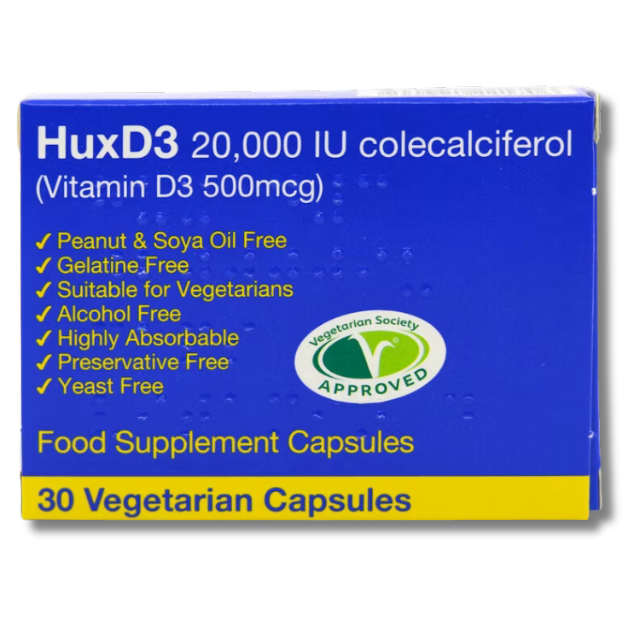 HuxD3 20000iu Vitamin D3 – 30 Capsules
