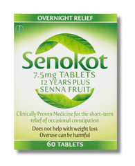 Senokot 7.5 mg Adult - 60 Tablets | Senna Laxative for Overnight Constipation Relief (Expiry : 09/2025)