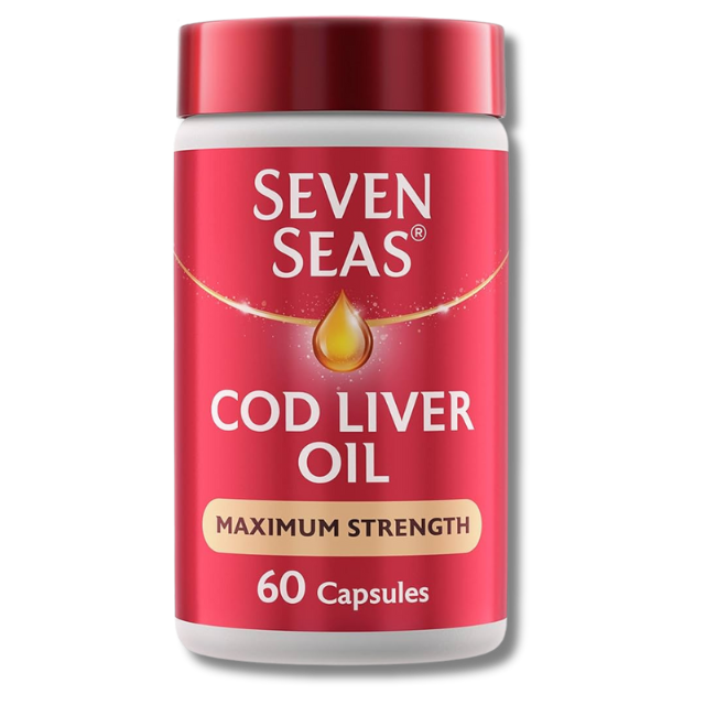 ‎Seven Seas Cod Liver Oil Max Strength Fish Oil with Omega-3 & vitamin D - 60 capsules
