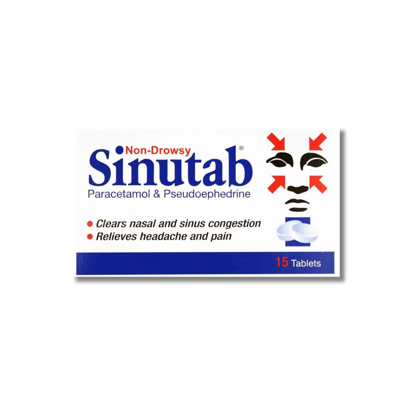Sinutab Non-Drowsy Congestion Relief - 15 Tablets