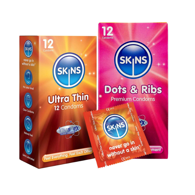 Skins Ultra Thin and Dots & Ribs Condoms Bundle
