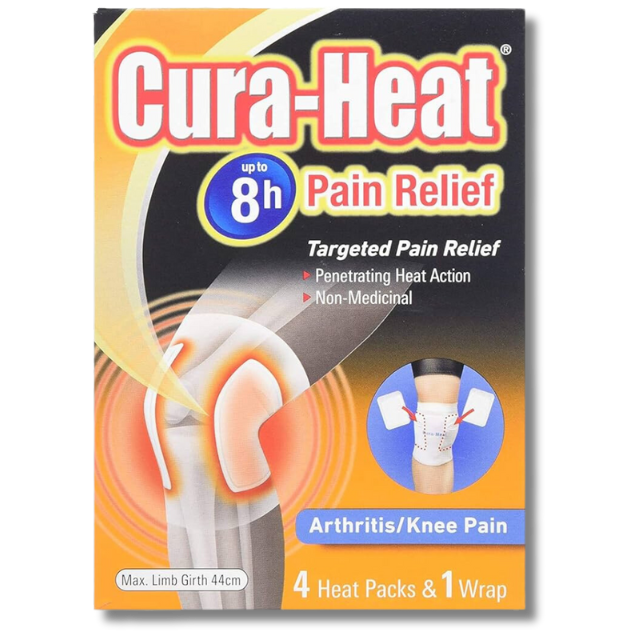 Cura-Heat Arthritis/Knee Pain – 4 Heatpacks & 1 Wrap