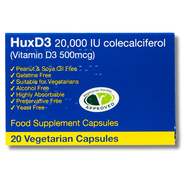 HuxD3 20000iu Vitamin D3 – 20 Capsules