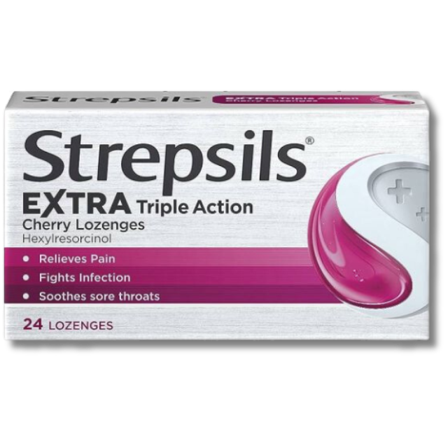 Strepsils Extra Triple Action Cherry – 24 Lozenges