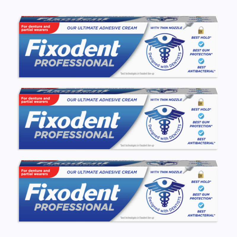 3 x Fixodent Professional Ultimate Adhesive Cream 40g