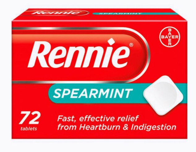 Rennie Spearmint Heartburn & Indigestion Relief 72 Tablets