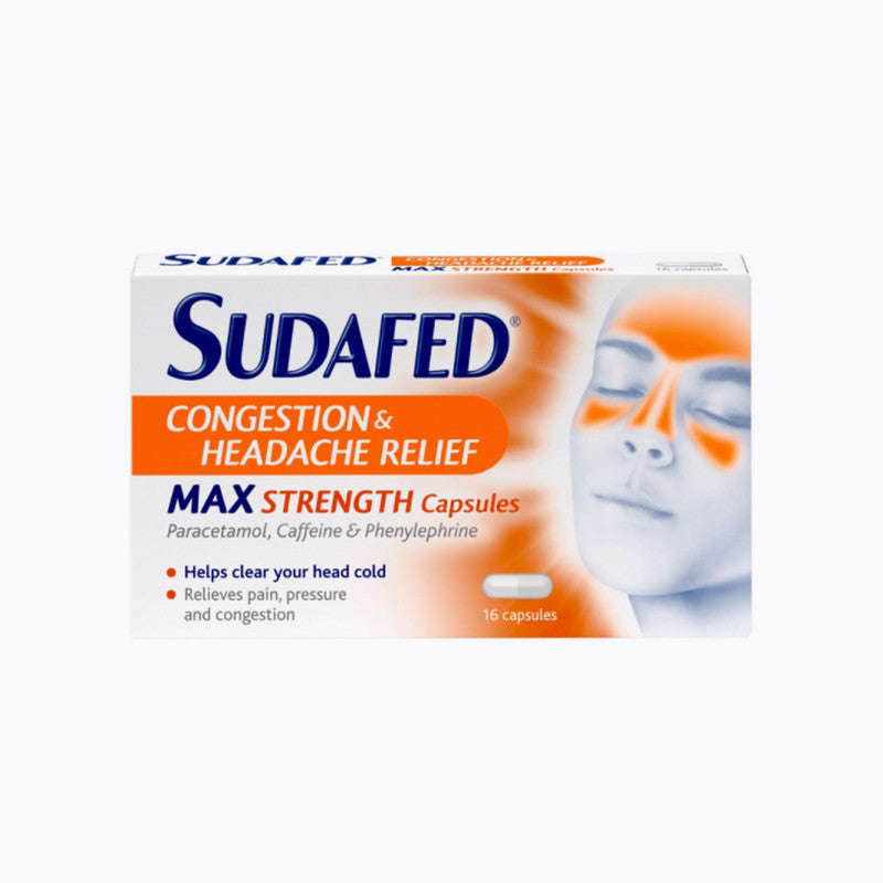 Sudafed Congestion & Headache Relief Max Strength – 16 Tablets