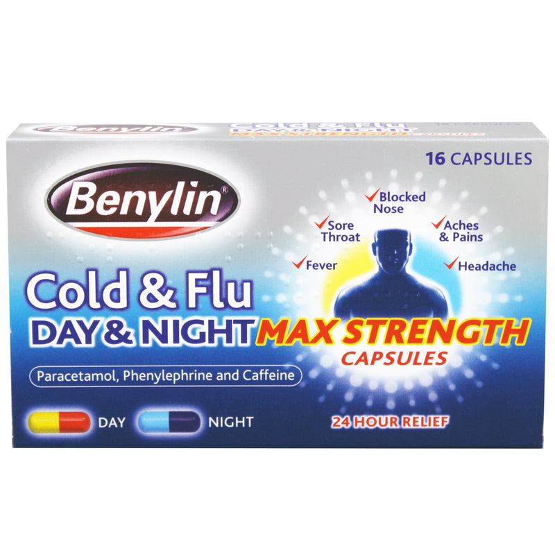 Benylin Cold & Flu Day & Night Max Strength – 16 Capsules