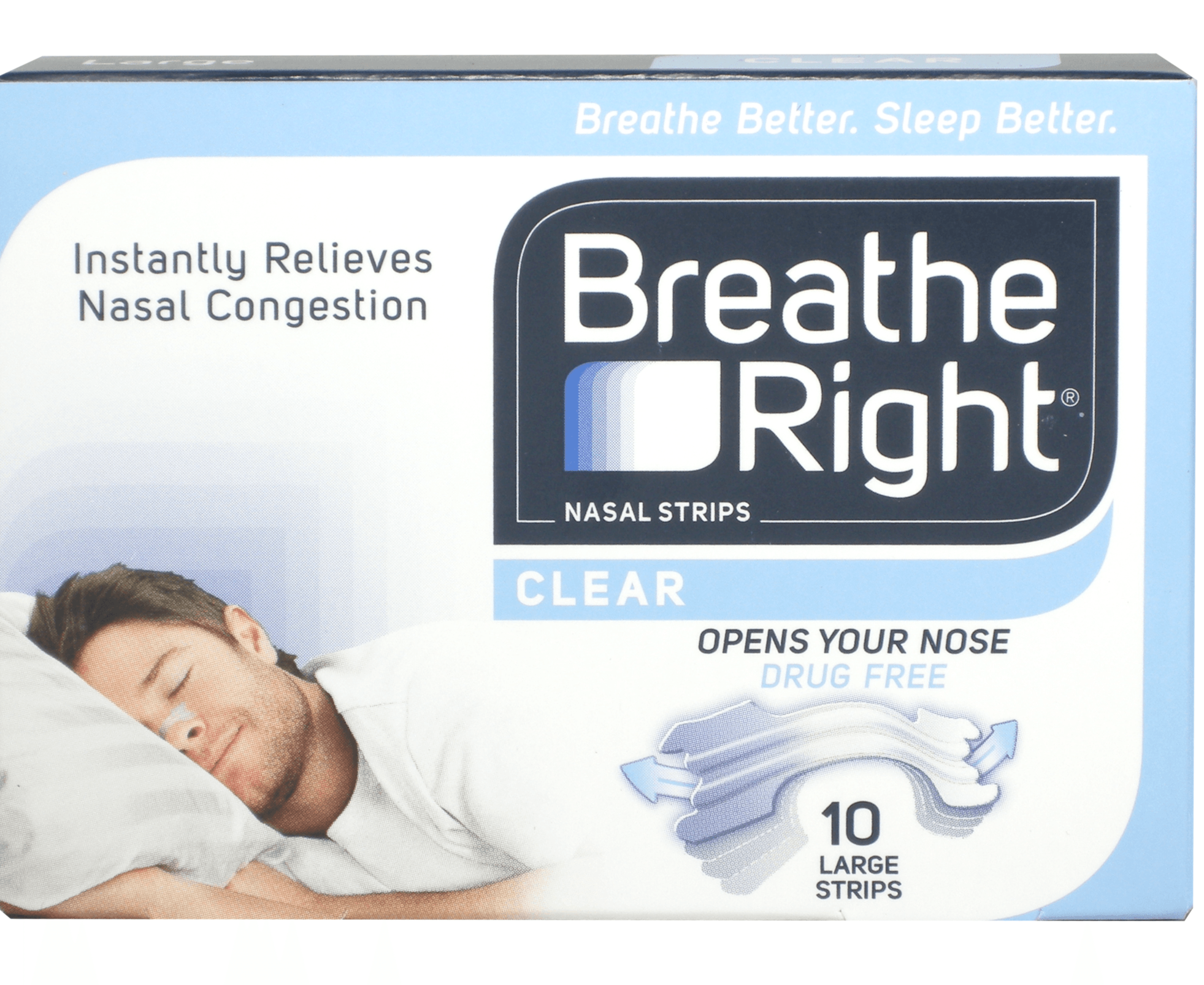 Breathe Right Nasal Strips Clear - 10 Large Strips